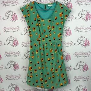 Tulle dress pleated floral flowers green mint Turquoise yellow orange